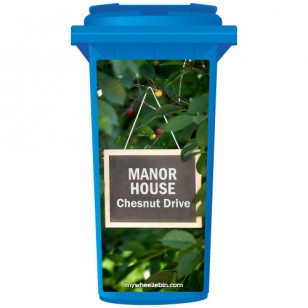 Your House Number Or Name & Street Name On A Chalkboard Hanging From A Tree Wheelie Bin Sticker Panel